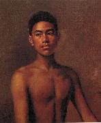 Hubert Vos Iokepa, Hawaiian Fisher Boy oil painting artist